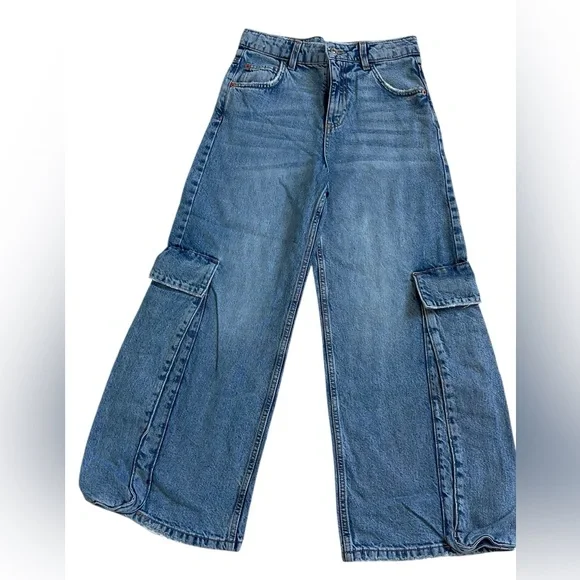 Zara High Waisted baggy fit Denim Jeans Y2k Style Sz 13-14 CM 164 (27x26 Actual) - Picture 1 of 12